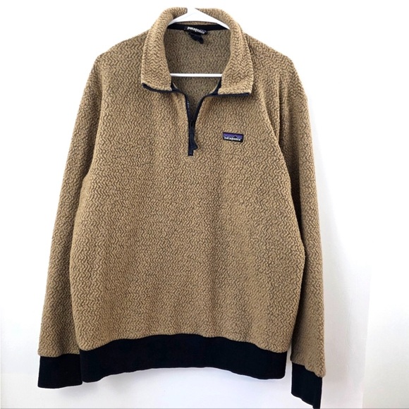 Patagonia Sherpa Quarter Zip Fleece Pullover men's XL Tan outdoor spring ready - Picture 2 of 8